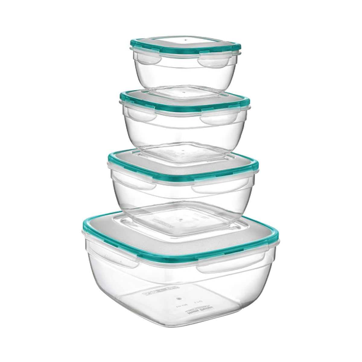 4-Pc Plastic Square Food Storage Containers Set with Plastic Lids, BPA ...