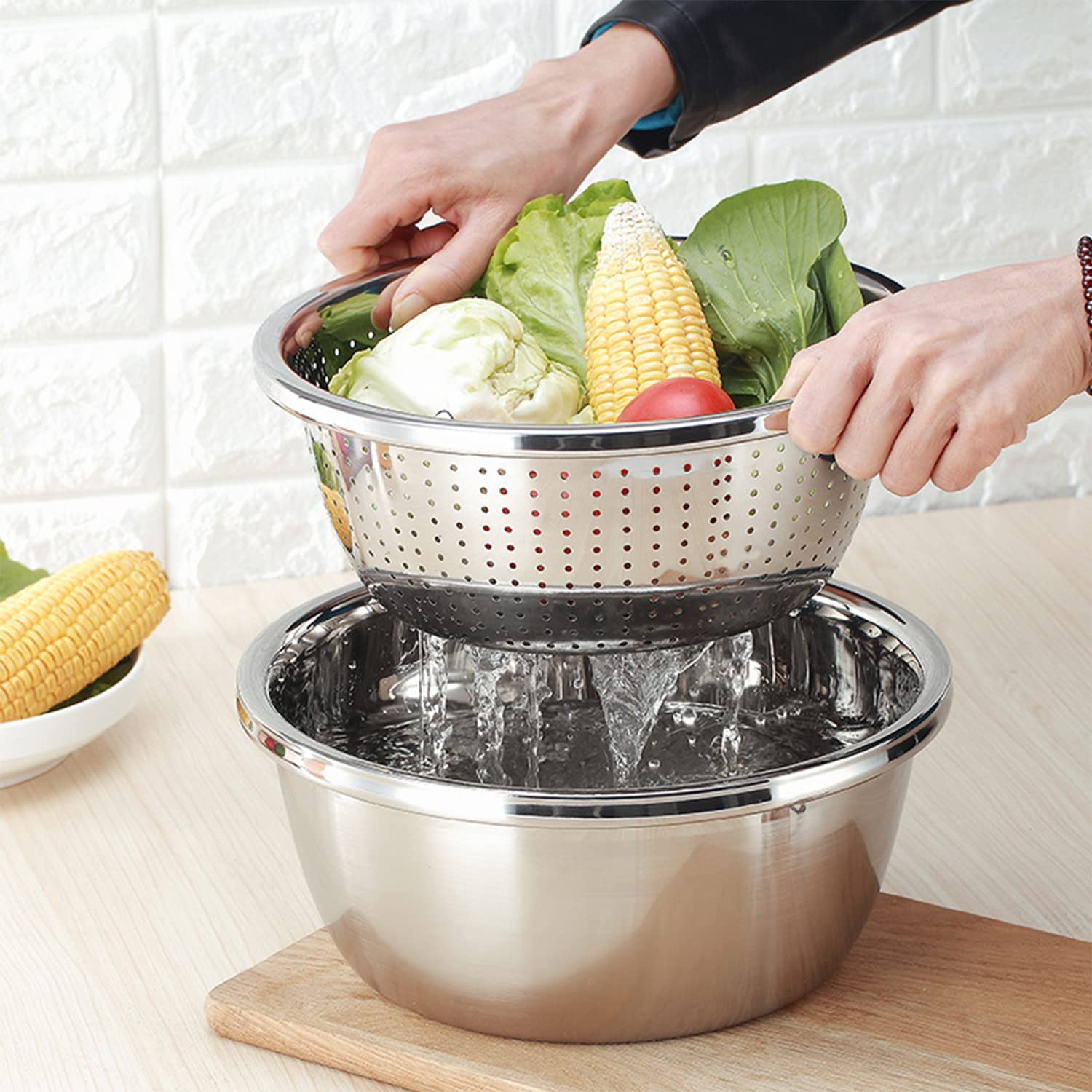 304 Stainless Steel Microporous Colander, for washing vegetables, fruit ...