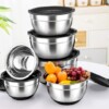 5-Piece Stainless Steel Mixing & Salad Bowl Set with Lids (18-26cm)